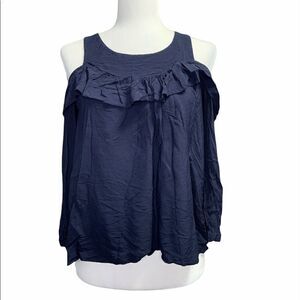 𝅺anthropologie Maeve Breary Cold Shoulder Ruffle Blouse